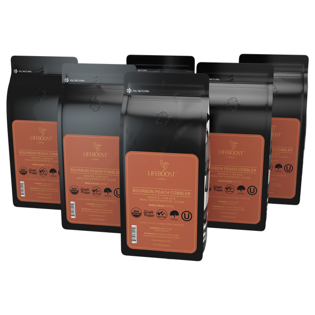 Low Acid Lifeboost Bourbon Peach Cobbler Coffee